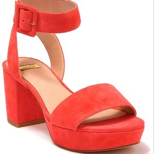 Louise et Cie - Platform Red Block Heel 2.5 Inch Sandals - Size 6.5/ 37